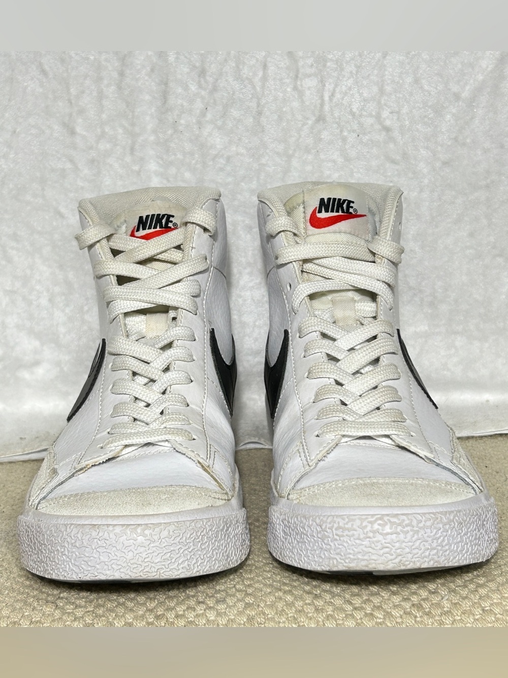 Nike Youth White GS Blazer Mid'77 Vintage Leather/Suede Sneakers Shoes SZ 6Y - Picture 3 of 14
